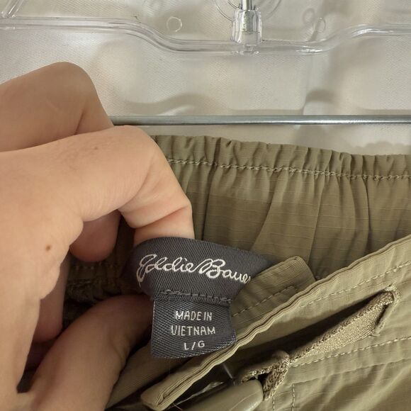 Eddie Bauer Cargo Shorts Men's Large Brown Cargo Belted Snap Zip 8" Inseam - Picture 5 of 9